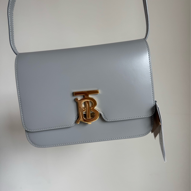 非常新 專櫃購入 原價 79900 高級灰藍色 buberry TB皮革包-0