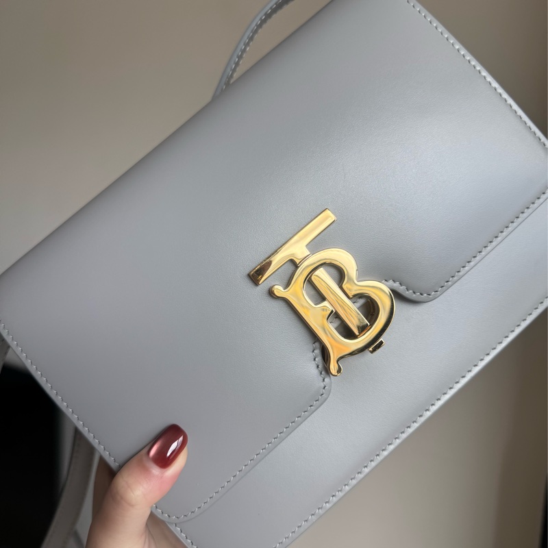 非常新 專櫃購入 原價 79900 高級灰藍色 buberry TB皮革包-7