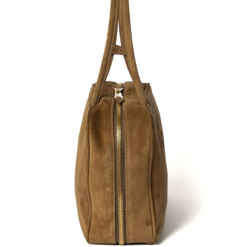 ⏰限時特賣價🌺Miu Miu 5BB117 大款麂皮 Beau 保齡球包 橄欖綠沙色-6