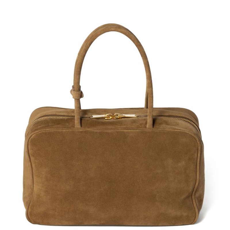 ⏰限時特賣價🌺Miu Miu 5BB117 大款麂皮 Beau 保齡球包 橄欖綠沙色-8