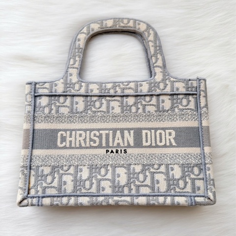 Christian Dior Mini Book Tote 灰色經典老花帆布小尺寸 渡假優雅款