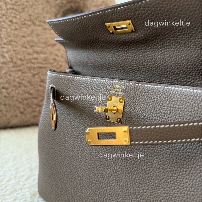 { 現貨 ｝全新💛愛馬仕凱莉 Kelly25 大象灰/金釦/ K-2