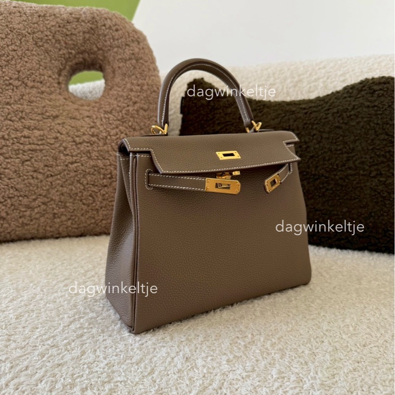 { 現貨 ｝全新💛愛馬仕凱莉 Kelly25 大象灰/金釦/ K-4