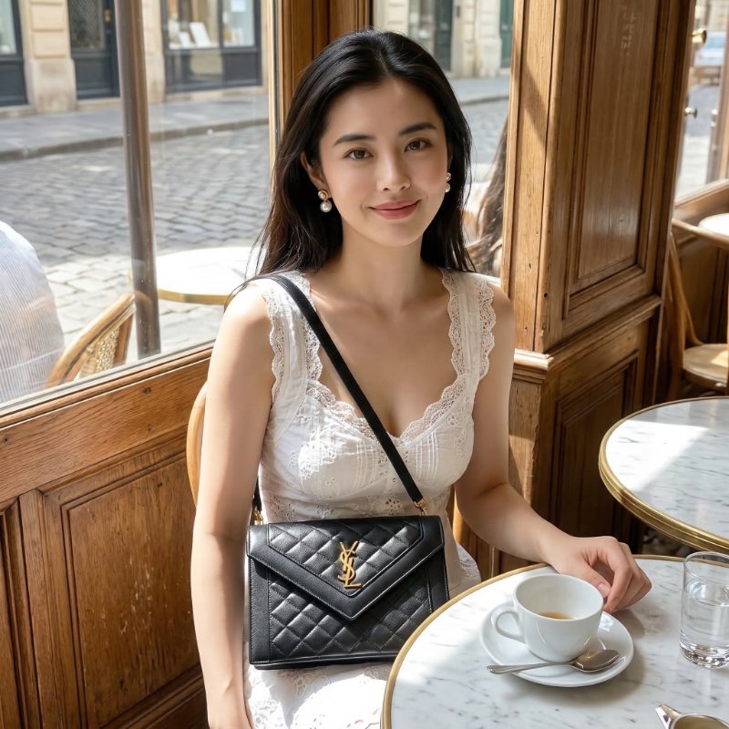 ⏰限時特賣價🌺Saint Lauent 685574 YSL 絎縫小羊皮迷你Gaby 包 黑色-2