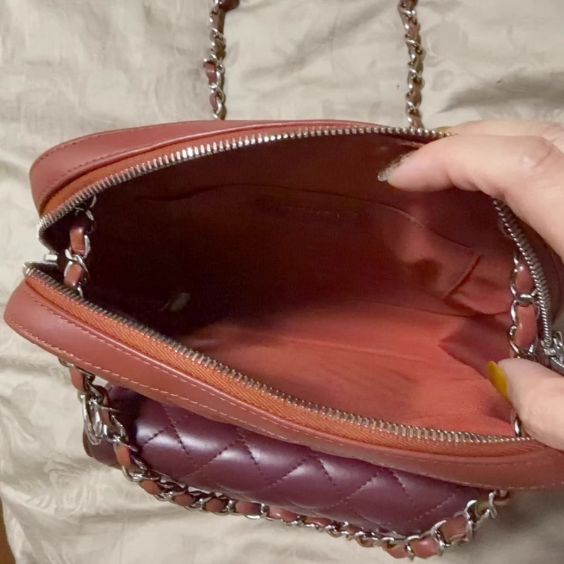 Chanel香奈兒雙子包｜限量拼色｜鏈條款 紅色+酒紅色，子母設計 卡片在，塵袋-1