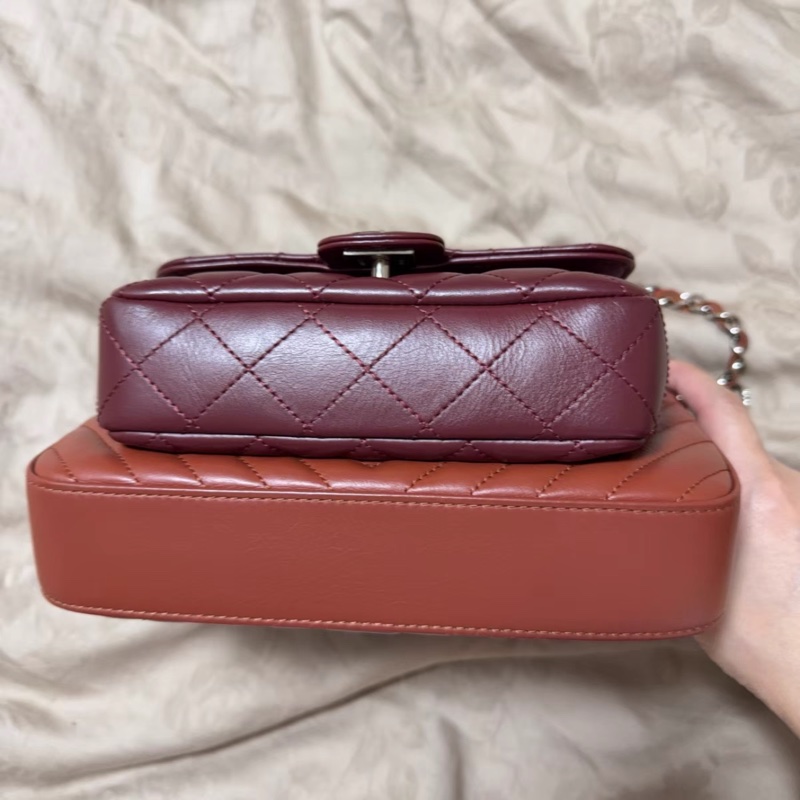 Chanel香奈兒雙子包｜限量拼色｜鏈條款 紅色+酒紅色，子母設計 卡片在，塵袋-2