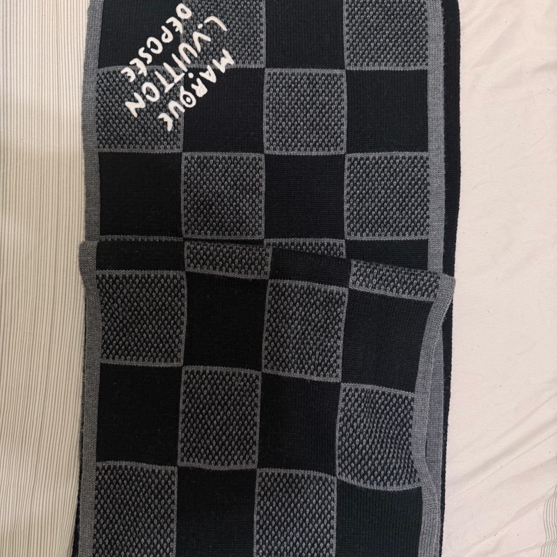 Louis Vuitton LV Damier Heritage 圍巾 黑灰棋盤格 M92664-5