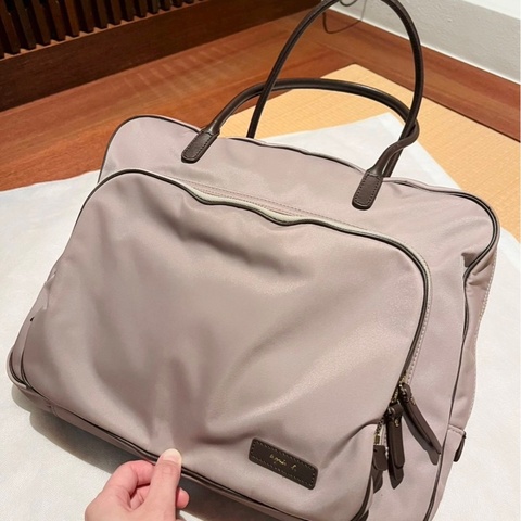 agnes b 法國品牌 通勤手提包 A4商務包 尼龍牛皮拼接包｜淘氣善良・尋寶