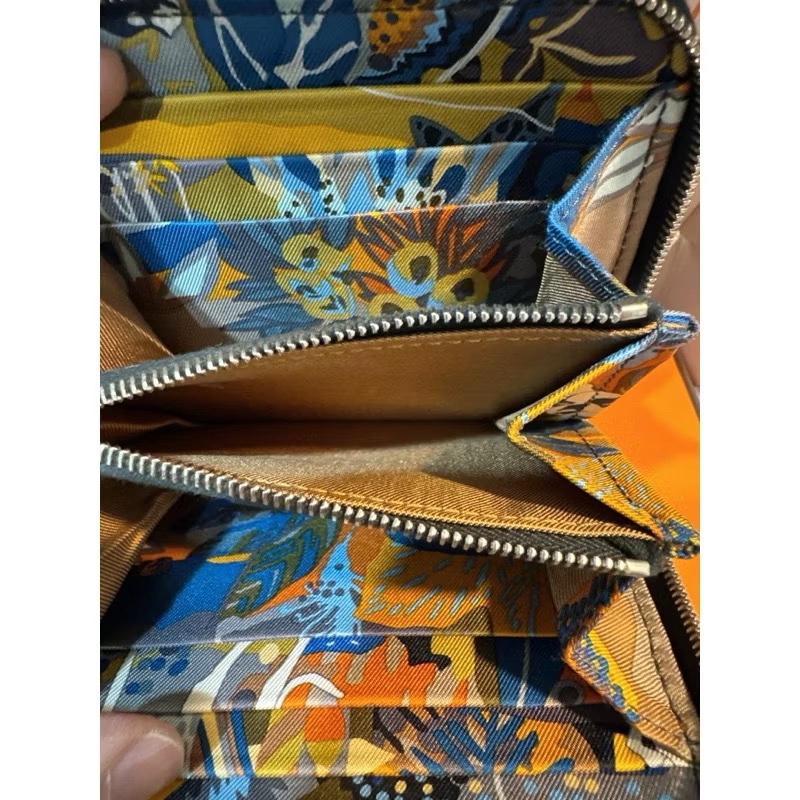 Hermes 愛馬仕 絲巾短夾 自由之城 靛藍色-4