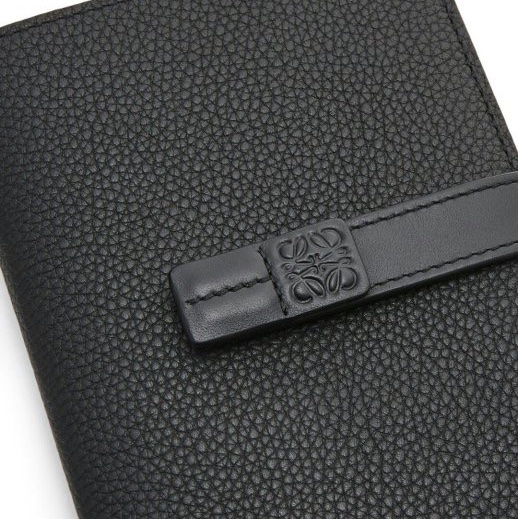 LOEWE 小牛皮直立式皮夾  錢包  （黑）附盒、防塵袋 直立中夾-0