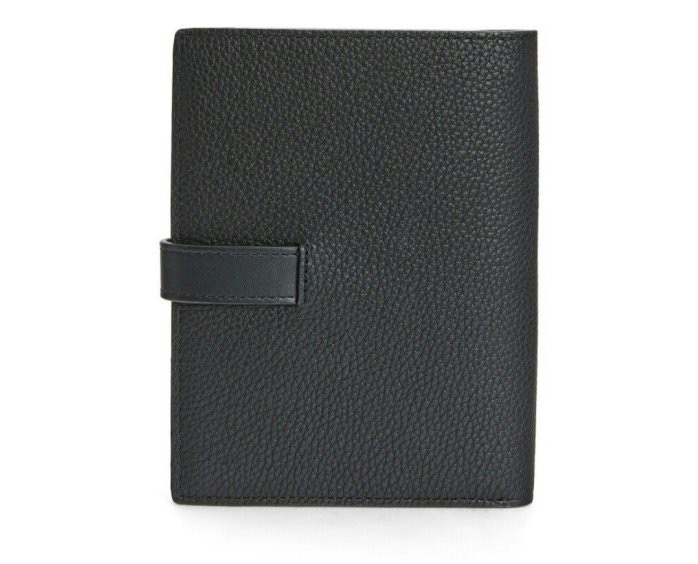 LOEWE 小牛皮直立式皮夾  錢包  （黑）附盒、防塵袋 直立中夾-1