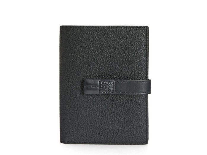 LOEWE 小牛皮直立式皮夾  錢包  （黑）附盒、防塵袋 直立中夾-2