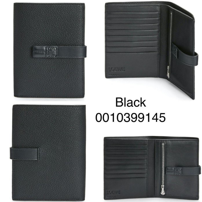 LOEWE 小牛皮直立式皮夾  錢包  （黑）附盒、防塵袋 直立中夾-3