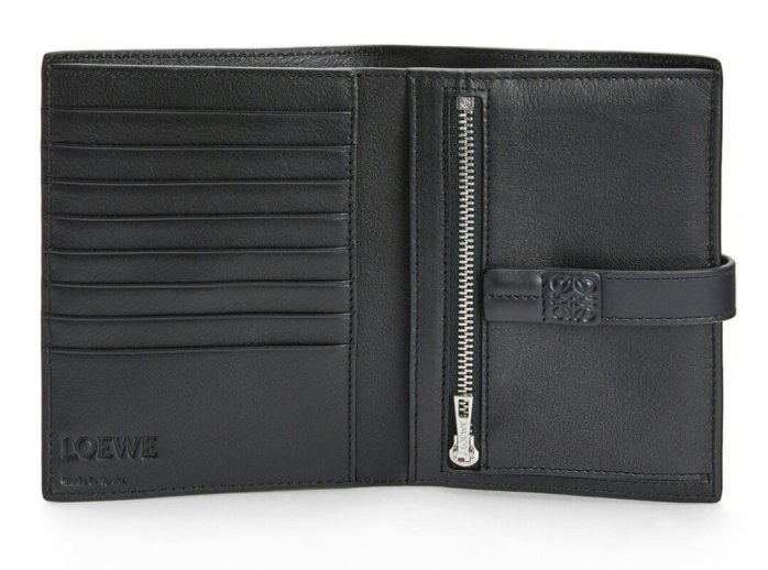 LOEWE 小牛皮直立式皮夾  錢包  （黑）附盒、防塵袋 直立中夾-4