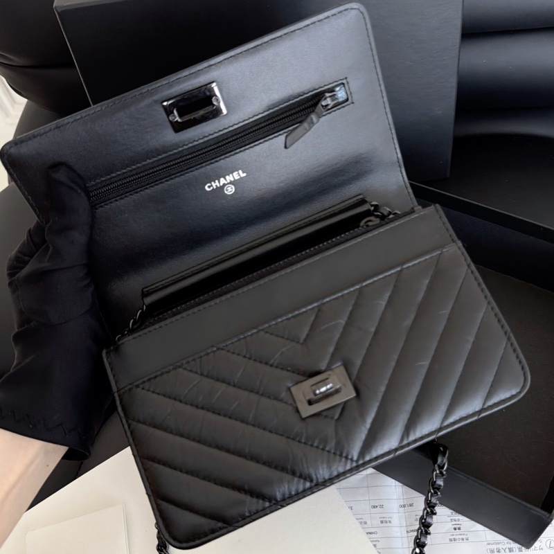 【全新品】香奈兒 Chanel so black全黑褶皺牛皮2.55 woc鏈條包 鐳射24開-8