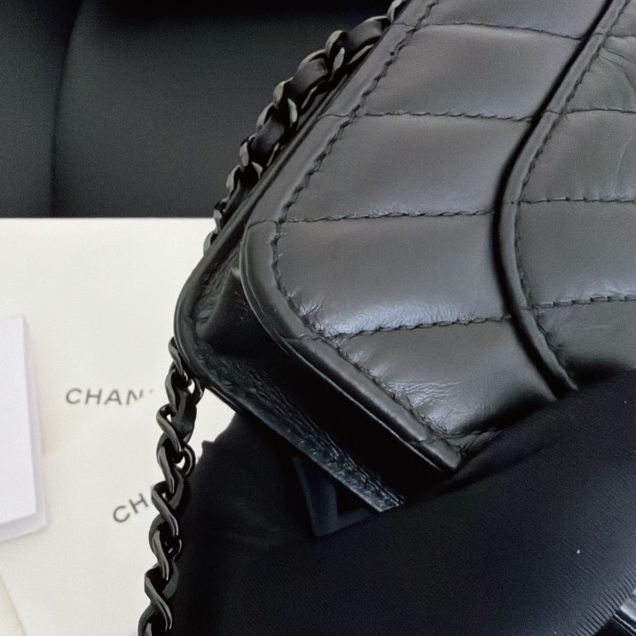 【全新品】香奈兒 Chanel so black全黑褶皺牛皮2.55 woc鏈條包 鐳射24開-12