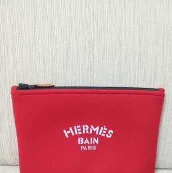 HERMES愛馬仕BAIN 化妝包 收納包 附原裝盒裝 紅色手拿包-4