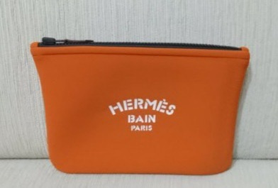 HERMES愛馬仕BAIN 化妝包 收納包 附原裝盒裝 橘色經典款手拿包-2