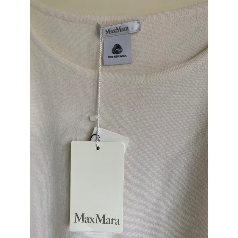 MaxMara 奶油白下擺條紋純羊毛上衣-3