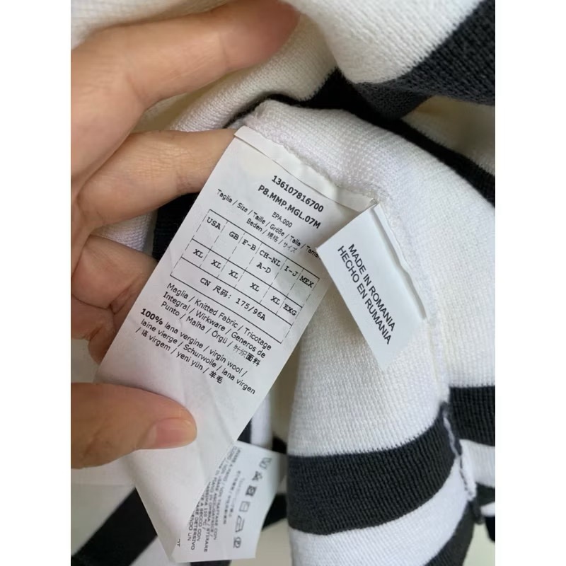 MaxMara 奶油白下擺條紋純羊毛上衣-4