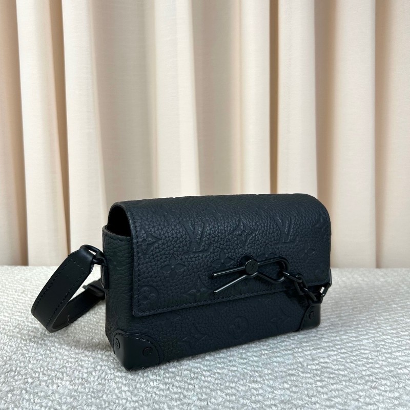 LV路易威登Steamer小盒子包 插銷盒子 芯片款  黑色全皮壓紋牛皮革 可單肩可斜挎 容量實用 日常百搭氣質款-2