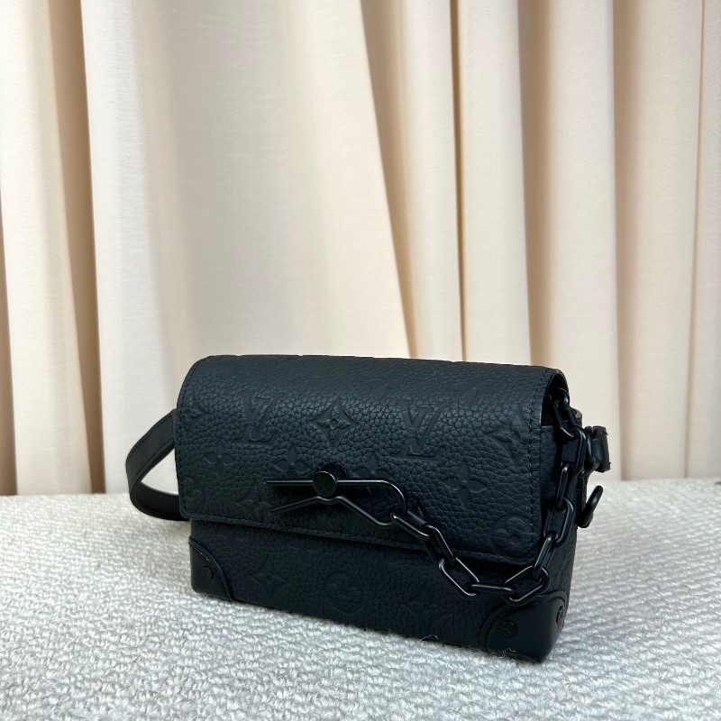 LV路易威登Steamer小盒子包 插銷盒子 芯片款  黑色全皮壓紋牛皮革 可單肩可斜挎 容量實用 日常百搭氣質款-3