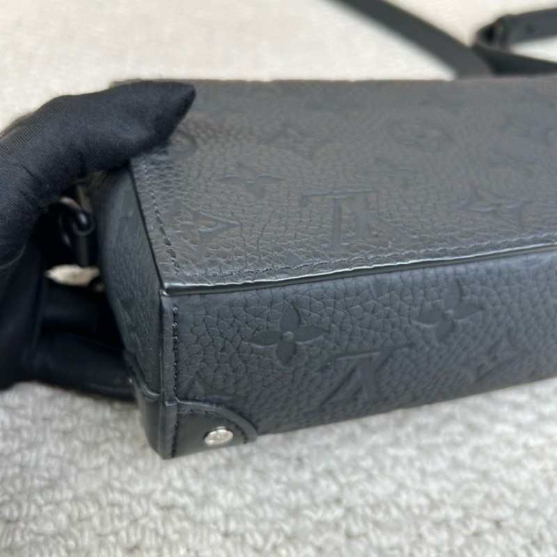 LV路易威登Steamer小盒子包 插銷盒子 芯片款  黑色全皮壓紋牛皮革 可單肩可斜挎 容量實用 日常百搭氣質款-7