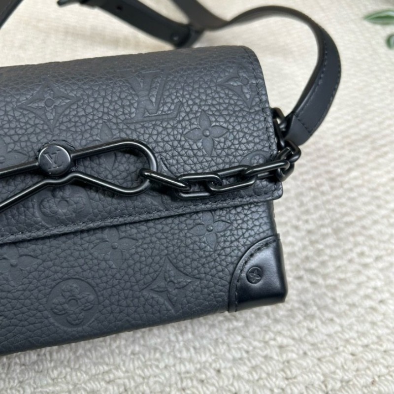 LV路易威登Steamer小盒子包 插銷盒子 芯片款  黑色全皮壓紋牛皮革 可單肩可斜挎 容量實用 日常百搭氣質款-14