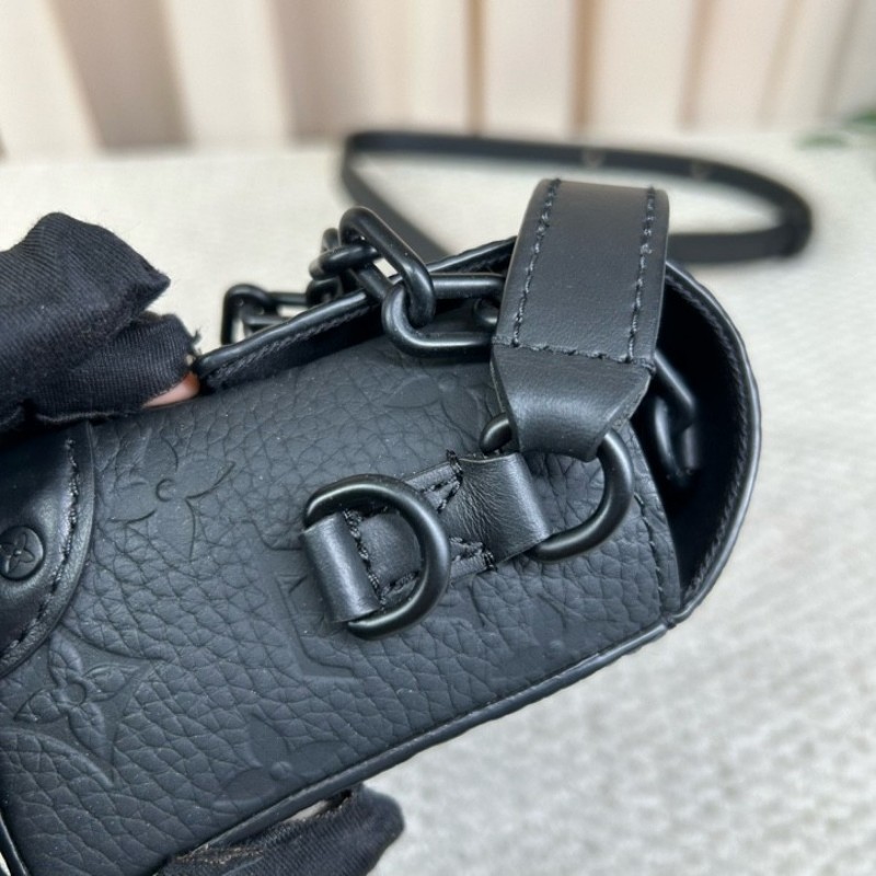 LV路易威登Steamer小盒子包 插銷盒子 芯片款  黑色全皮壓紋牛皮革 可單肩可斜挎 容量實用 日常百搭氣質款-15