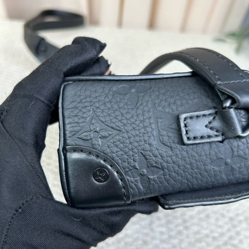 LV路易威登Steamer小盒子包 插銷盒子 芯片款  黑色全皮壓紋牛皮革 可單肩可斜挎 容量實用 日常百搭氣質款-16