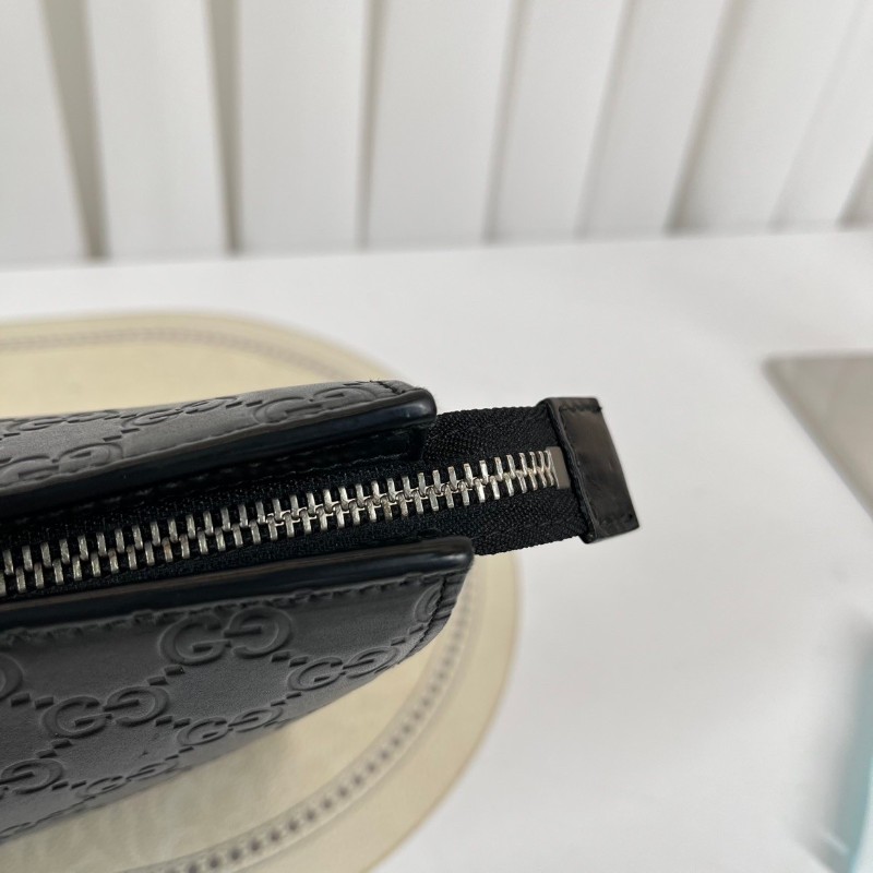 GUCCI古馳  經典手拿包 黑色雙G壓紋配紅綠條紋男士皮革手拿包-13