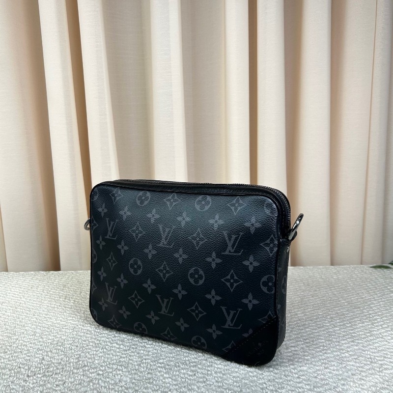 LV路易威登黑武士三合一男士郵差包 少零錢包 經典老花拼接 銀色五金 肩帶可調節 容量大 拉鏈順滑 包可以拆卸 隨意搭配 多種背法-2