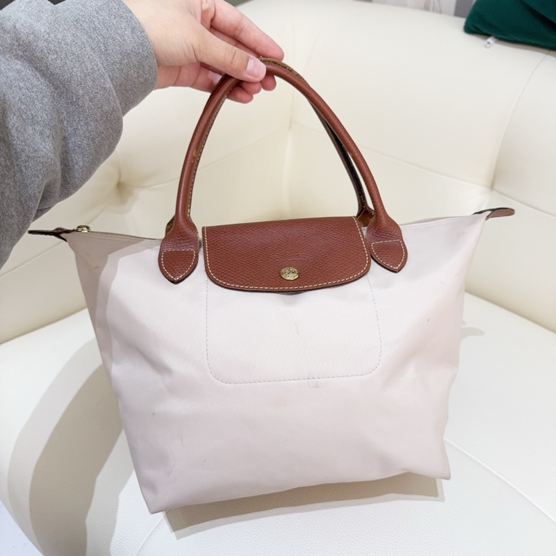 【98新 ✨ 全網最低價！】LONGCHAMP/珑骧 Le Pliage 23 短柄 帆布拼牛皮 餃子包 手提包 小號 （下單前先詢問庫存❗️）-4