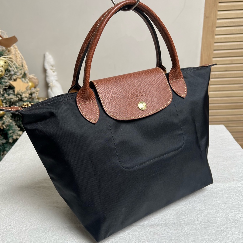 【98新 ✨ 全網最低價！】LONGCHAMP/珑骧 Le Pliage 23 短柄 帆布拼牛皮 餃子包 手提包 小號 （下單前先詢問庫存❗️）-2