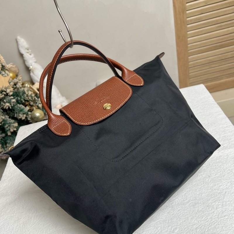 【98新 ✨ 全網最低價！】LONGCHAMP/珑骧 Le Pliage 23 短柄 帆布拼牛皮 餃子包 手提包 小號 （下單前先詢問庫存❗️）-3