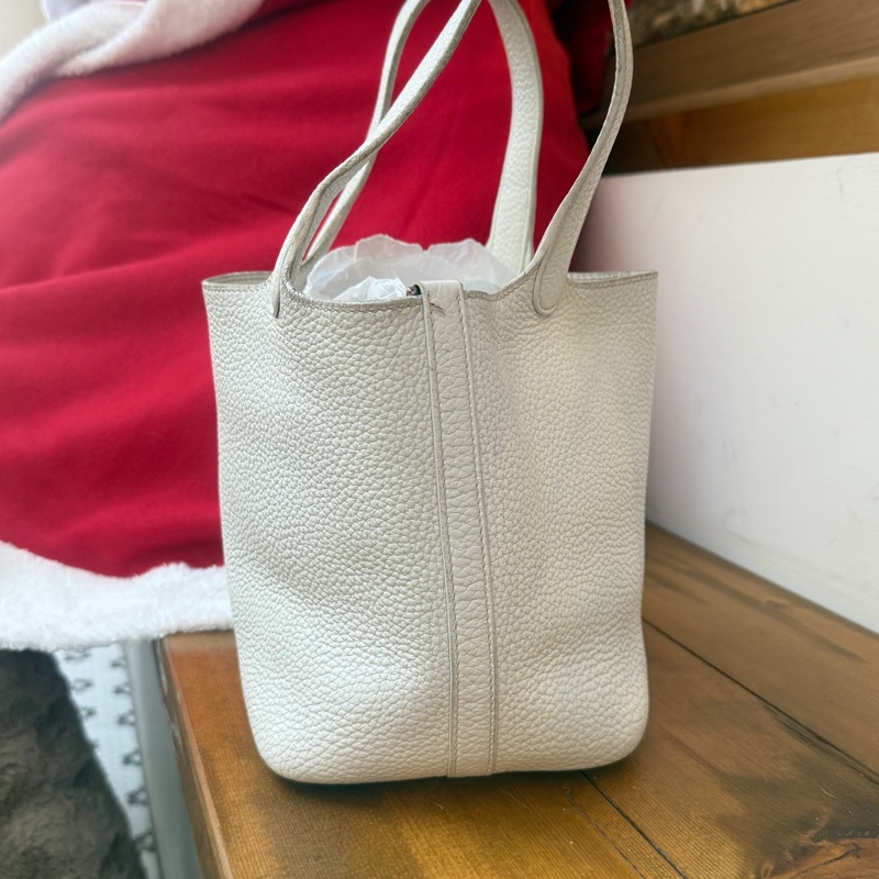 【95新 ✨ 全網最低價！】HERMES愛馬仕菜籃子18 純白銀扣白雪公主Tc皮 A刻（下單前先詢問庫存❗️）-3