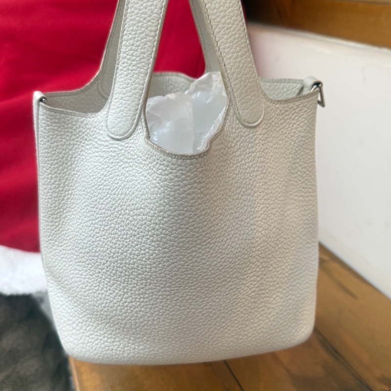 【95新 ✨ 全網最低價！】HERMES愛馬仕菜籃子18 純白銀扣白雪公主Tc皮 A刻（下單前先詢問庫存❗️）-4