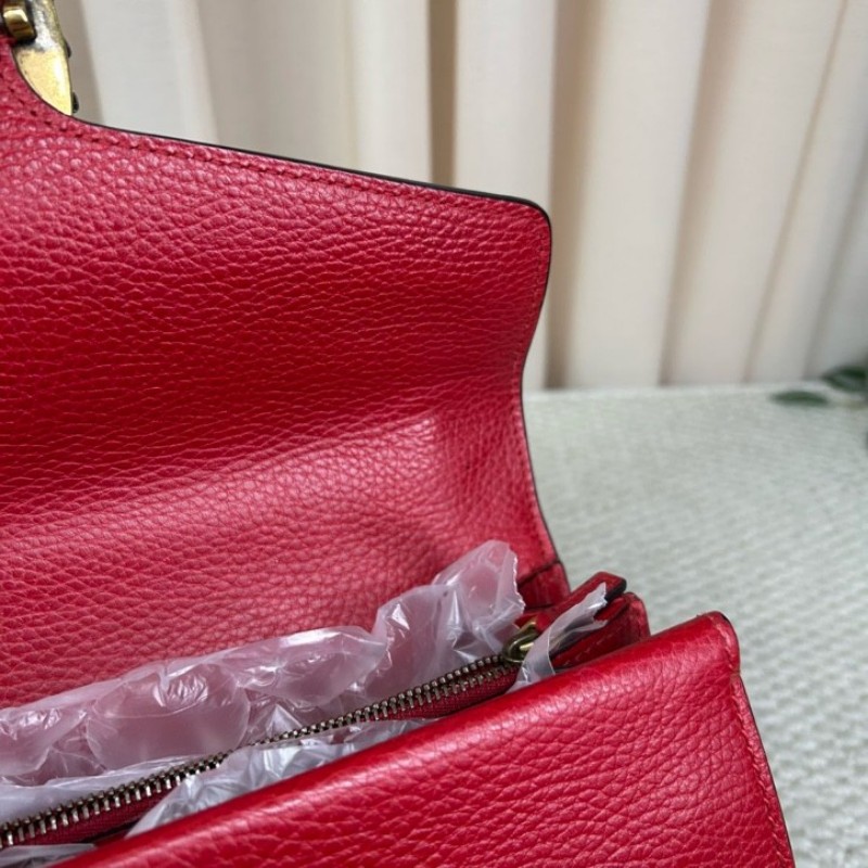 古馳GUCCI紅色鑽扣酒神 銀色鏈條 可單肩可斜挎 鑽扣很有質感 紅色很顯氣質 日常搭配很出彩 容量實用-20