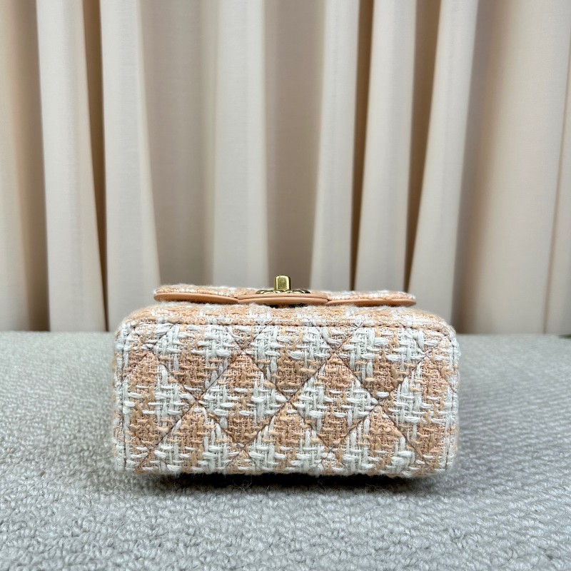 CHANEL香奈兒23S粉橘毛呢手柄鏈條包牛奶盒子 可愛又好看 細節感滿滿 可單肩可斜挎可手提 容量實用 日常百搭-4