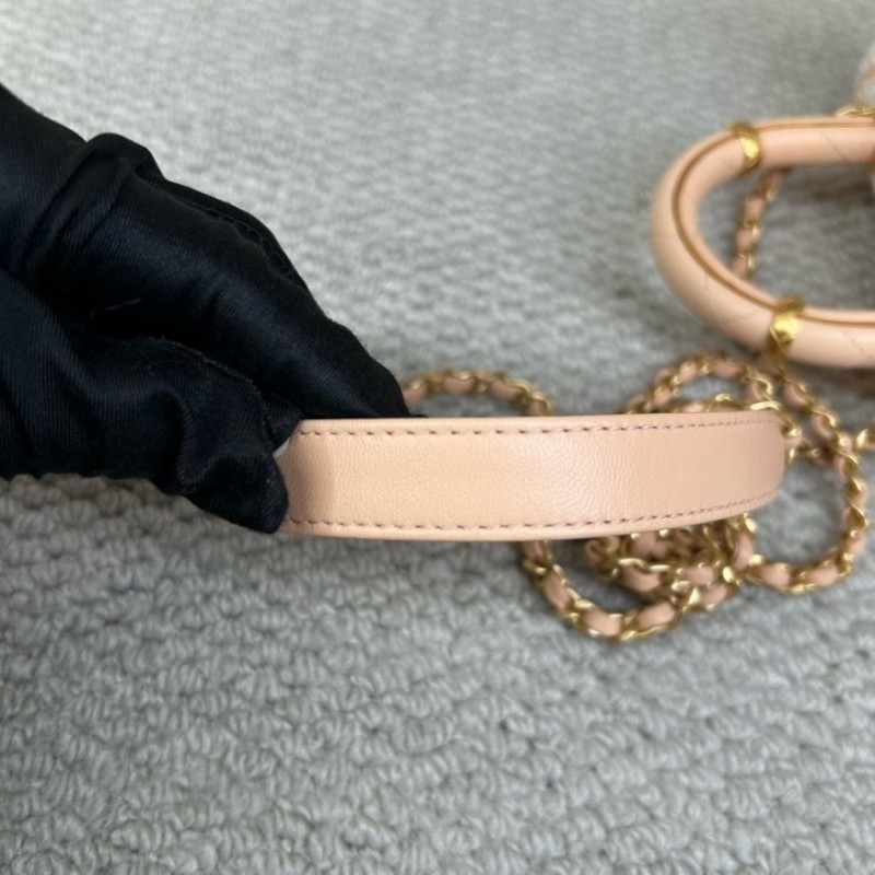 CHANEL香奈兒23S粉橘毛呢手柄鏈條包牛奶盒子 可愛又好看 細節感滿滿 可單肩可斜挎可手提 容量實用 日常百搭-15