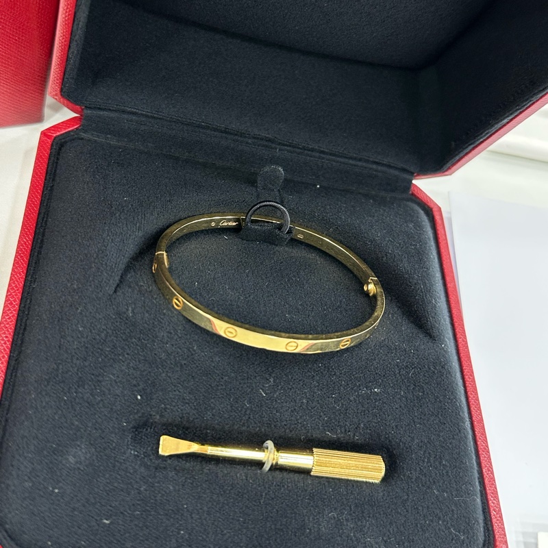 Cartier 卡地亞 窄版黃金love手環16號碼 25年 2月大全套-1