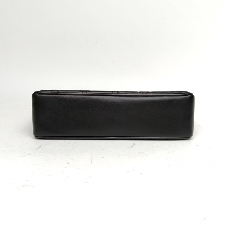 CHANEL 黑色羊皮3開金扣中古黑金貝嫂扣托特包肩背包-3