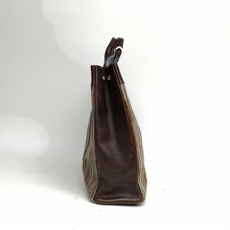 HERMES Vibrato羊切皮框E銀扣手提托特包-1