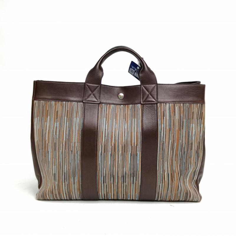 HERMES Vibrato羊切皮框E銀扣手提托特包-2