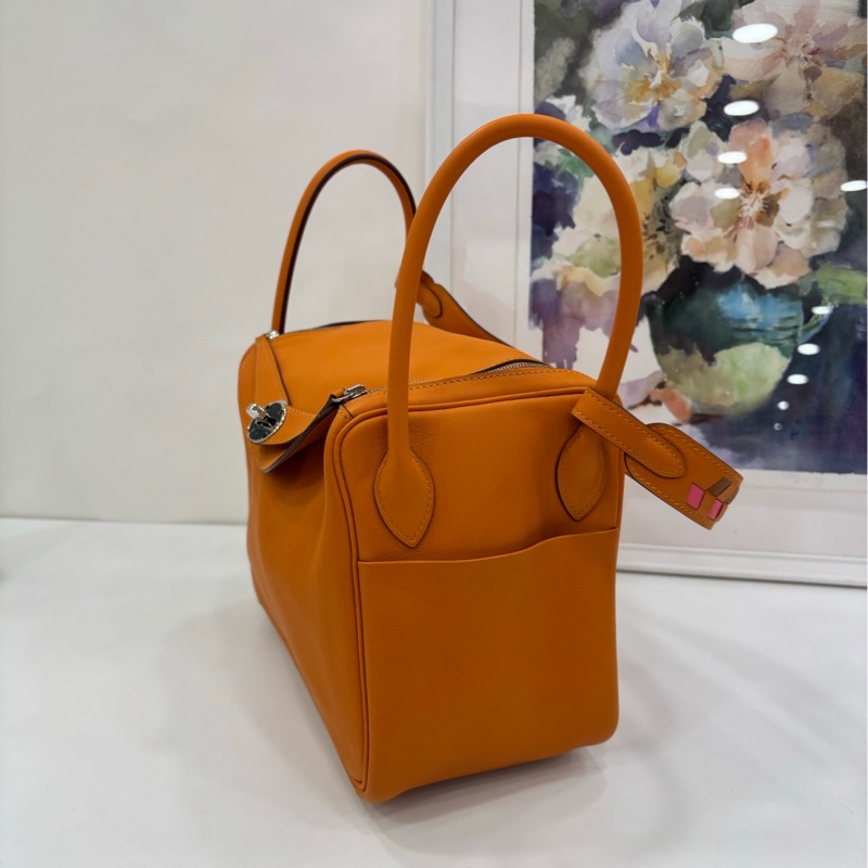 Hermes 愛馬仕 lindy26 i9杏色 銀扣 限量編織皮肩帶 C刻-2