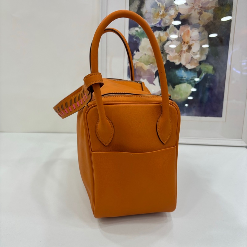 Hermes 愛馬仕 lindy26 i9杏色 銀扣 限量編織皮肩帶 C刻-3