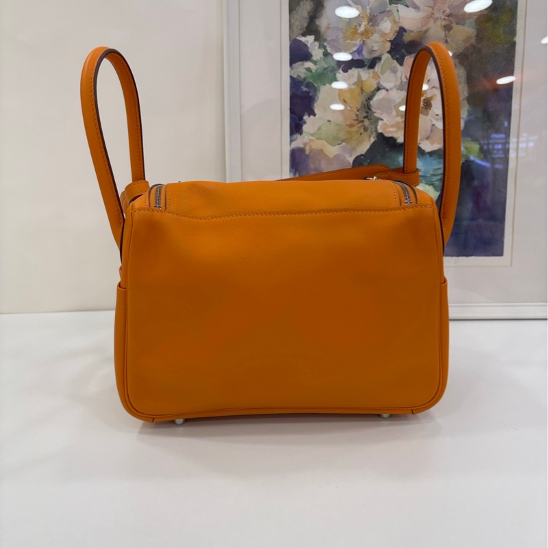 Hermes 愛馬仕 lindy26 i9杏色 銀扣 限量編織皮肩帶 C刻-4