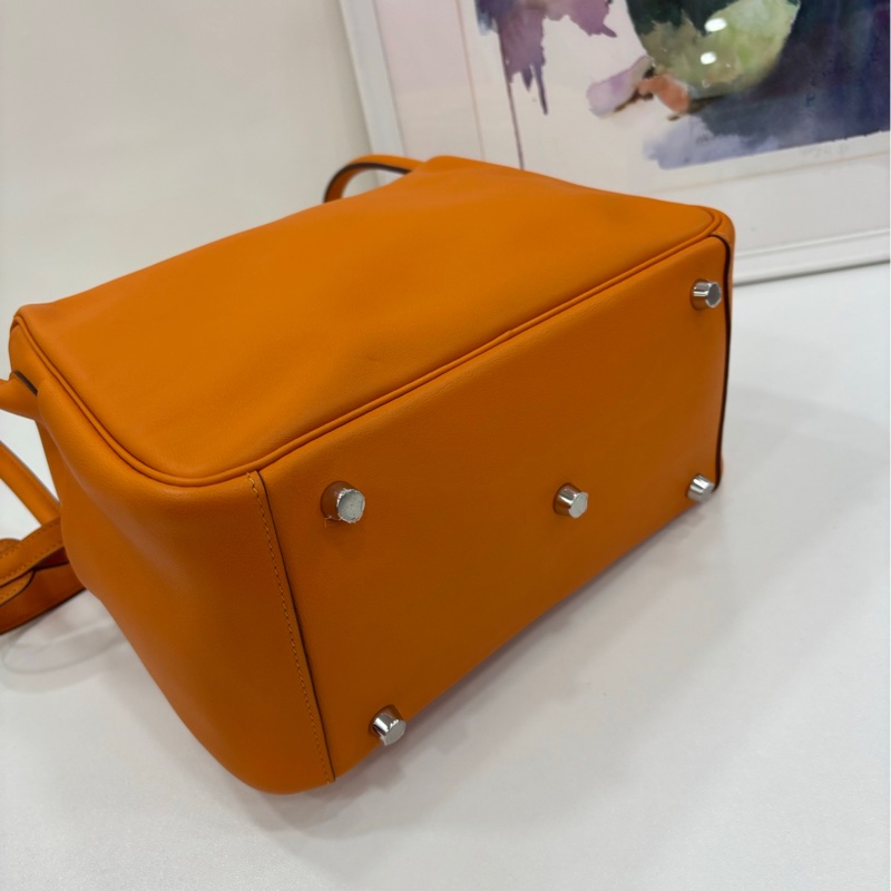 Hermes 愛馬仕 lindy26 i9杏色 銀扣 限量編織皮肩帶 C刻-5