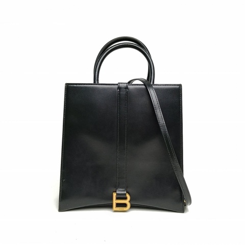 BALENCIAGA 黑色牛皮沙漏手提托特包肩背包