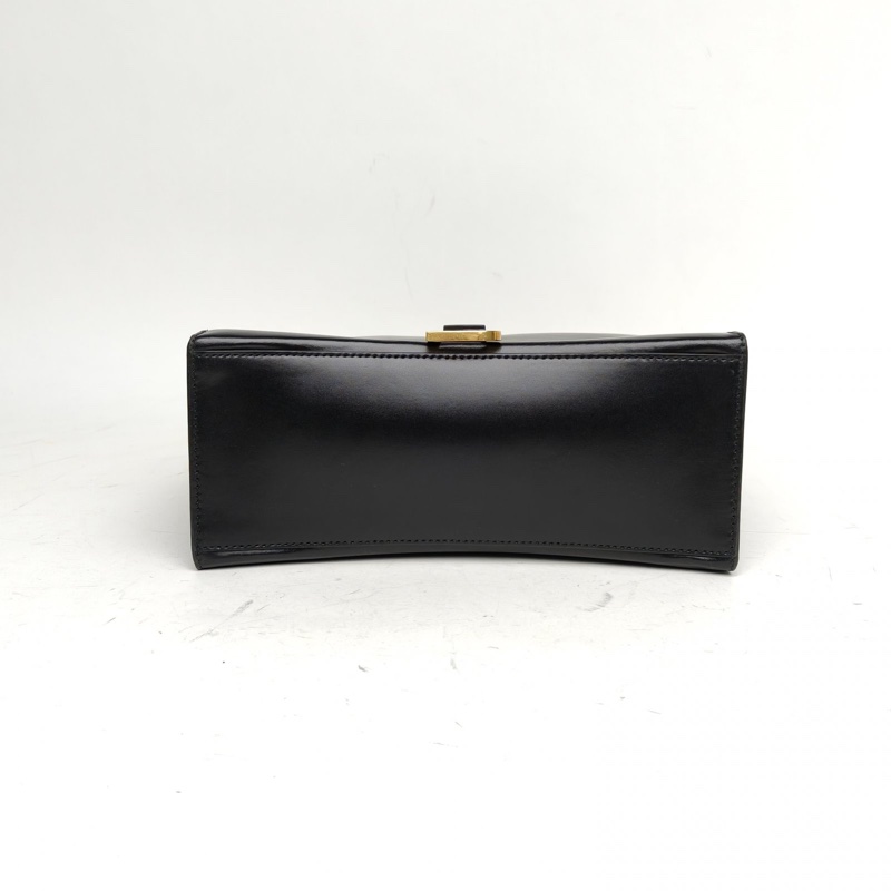 BALENCIAGA 黑色牛皮沙漏手提托特包肩背包-3